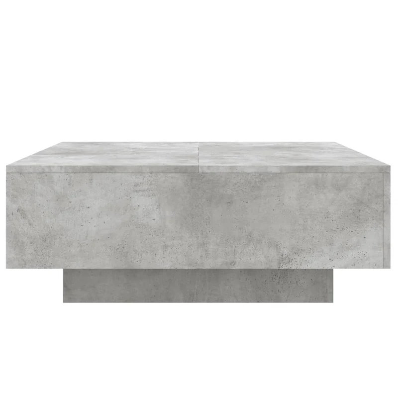 Table basse de salon design moderne avec lumières LED 80 x 80 x 31 cm bois d'ingénierie gris DEC037663