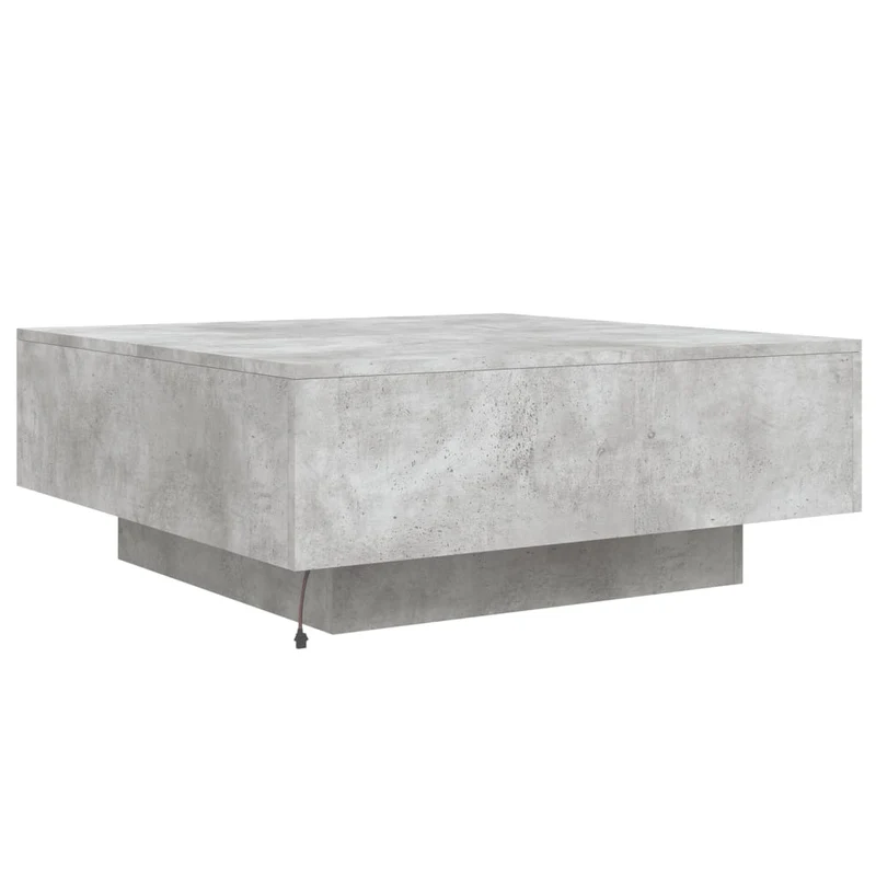 Table basse de salon design moderne avec lumières LED 80 x 80 x 31 cm bois d'ingénierie gris DEC037663