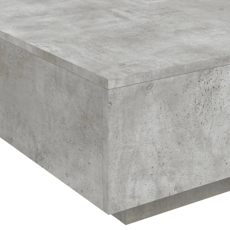 Table basse de salon design moderne avec lumières LED 80 x 80 x 31 cm bois d'ingénierie gris DEC037663