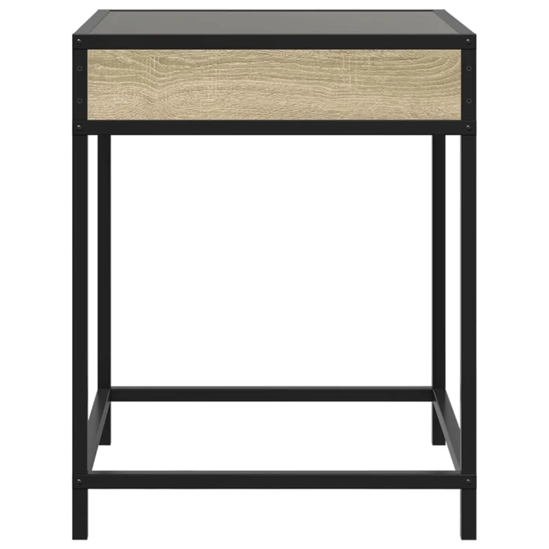 Table de chevet design moderne avec LED 40 x 40 x 51 cm bois d'ingénierie verre métal DEC037560