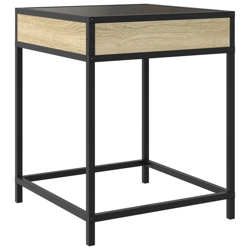 Table de chevet design moderne avec LED 40 x 40 x 51 cm bois d'ingénierie verre métal DEC037560