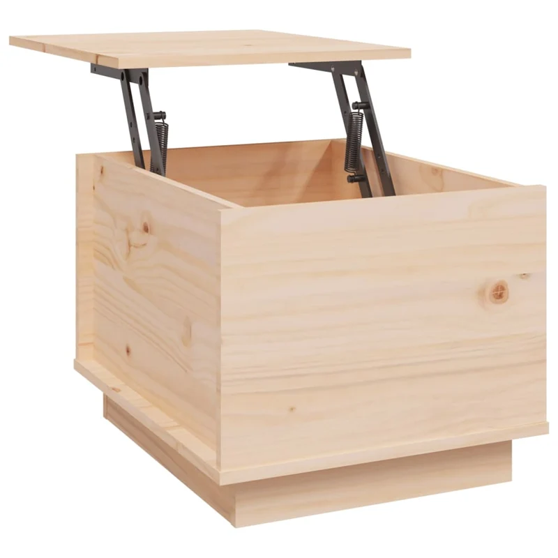 Table basse de salon avec plateau relevable design simple 40 x 50 x 35 cm bois massif de pin non traité DEC037056