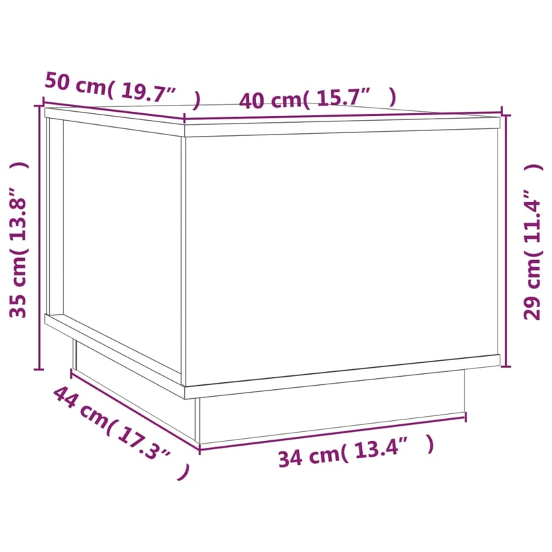 Table basse de salon avec plateau relevable design simple 40 x 50 x 35 cm bois massif de pin non traité DEC037056