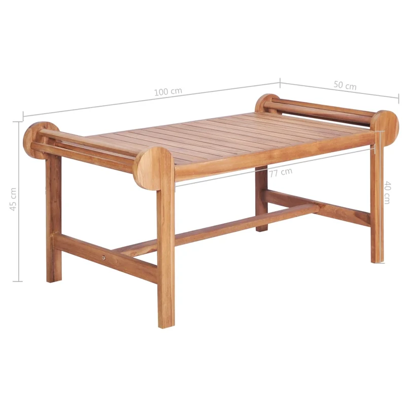 Table basse de salon design exotique 100 x 50 x 45 cm bois dur de teck finement poncé DEC036939