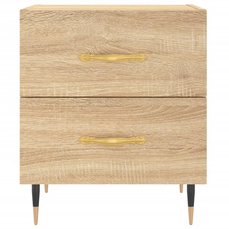 Table de chevet avec deux tiroirs 40 x 35 x 47,5 cm bois d’ingénierie couleur chêne et fer DEC033829