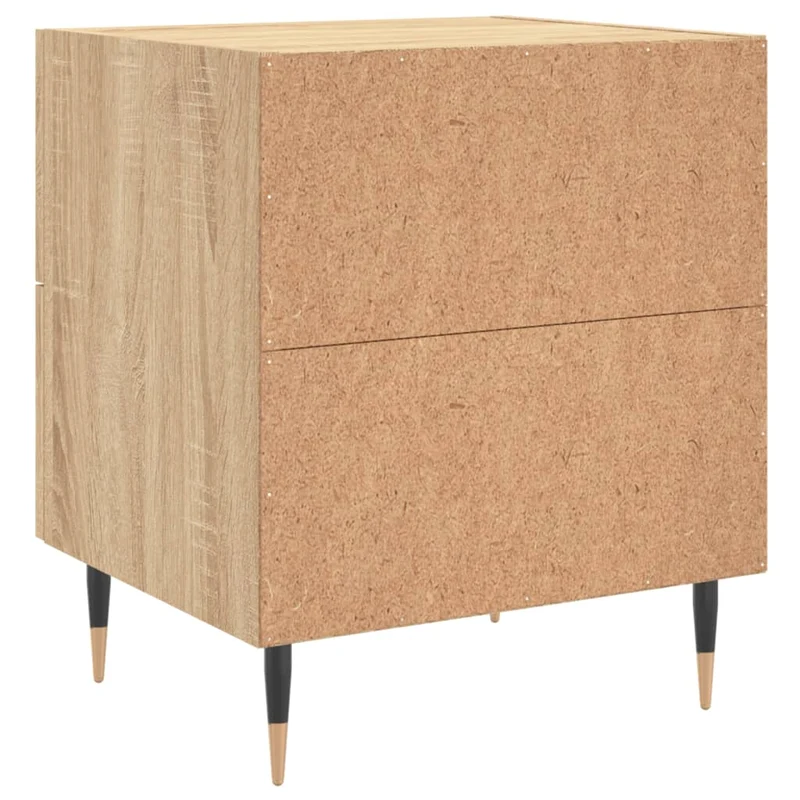 Table de chevet avec deux tiroirs 40 x 35 x 47,5 cm bois d’ingénierie couleur chêne et fer DEC033829