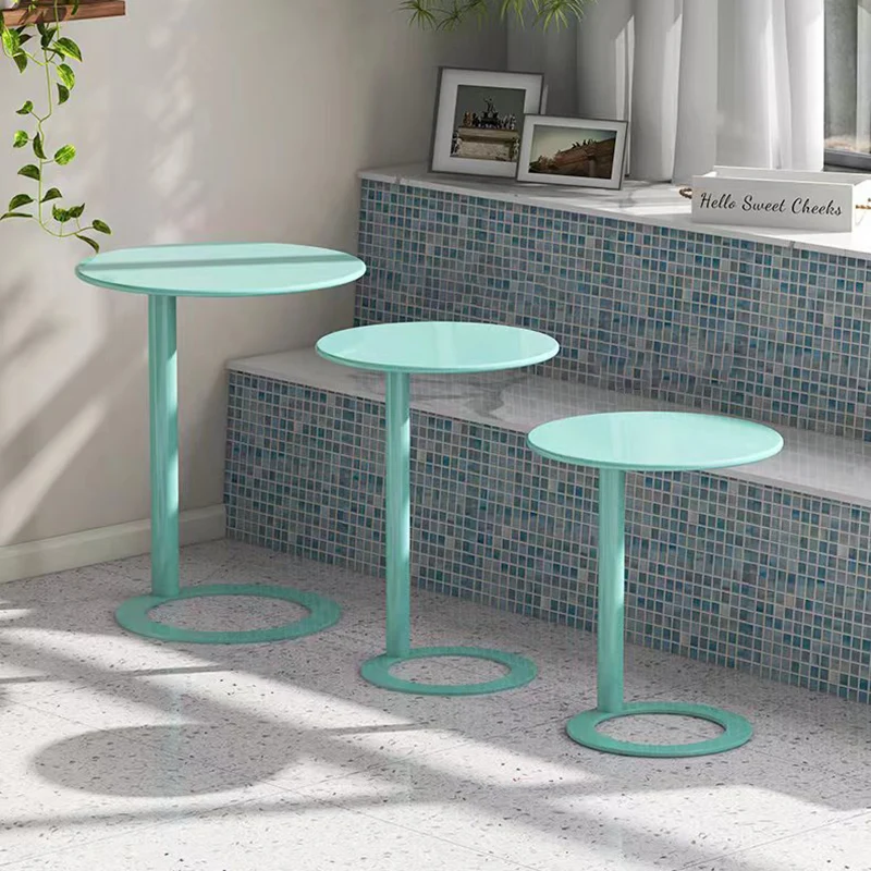 Contemporary Scandinavian Iron Round O-Shaped End Table 2-Tier For Living Room
