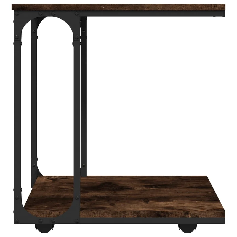 Table d'appoint console d'entrée meuble de salon sur roulettes 50 x 35 x 55,5 cm bois d'ingénierie marron et acier DEC032550