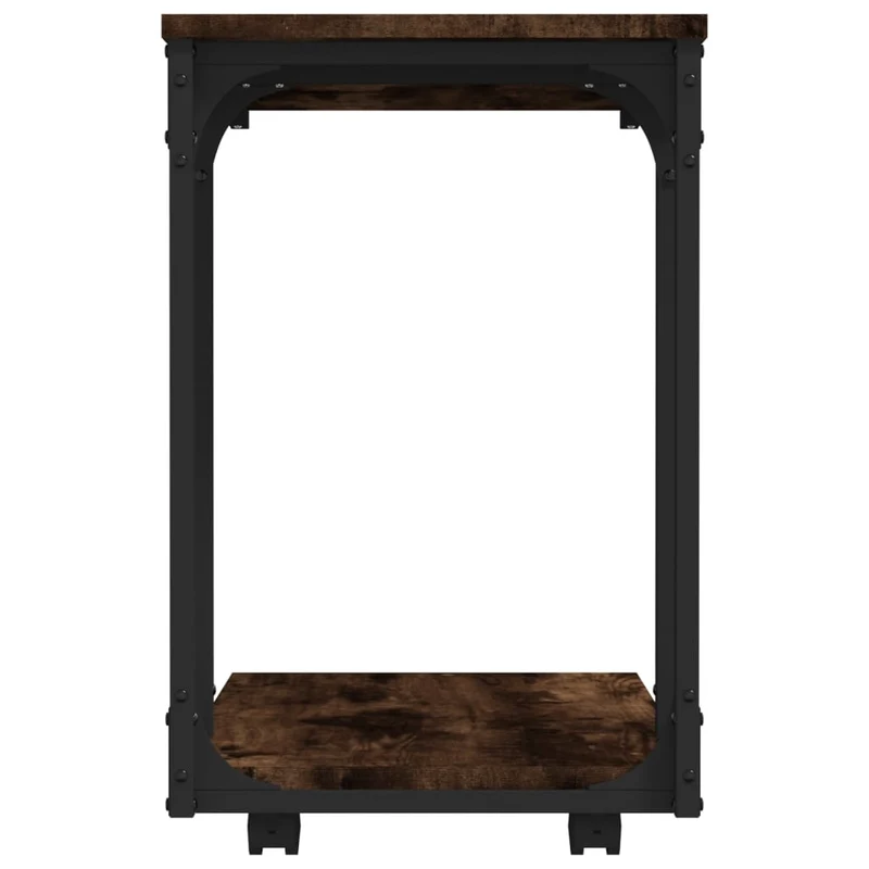 Table d'appoint console d'entrée meuble de salon sur roulettes 50 x 35 x 55,5 cm bois d'ingénierie marron et acier DEC032550