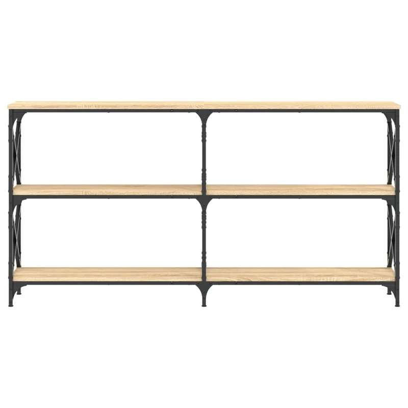 Table console avec étagères design industriel 156 x 28 x 80,5 cm bois d'ingénierie couleur chêne et métal DEC031933