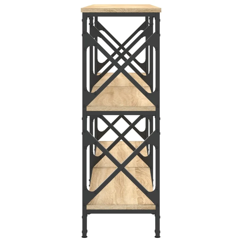 Table console avec étagères design industriel 156 x 28 x 80,5 cm bois d'ingénierie couleur chêne et métal DEC031933