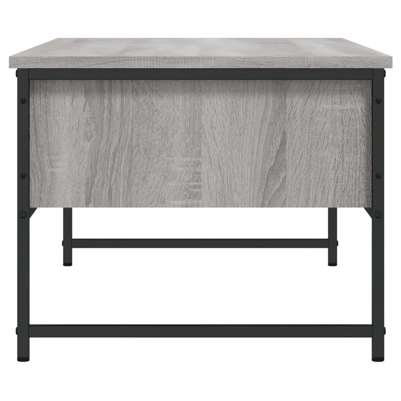 Table basse avec deux tiroirs design industriel 101 x 49 x 39,5 cm bois d'ingénierie gris et métal DEC039969