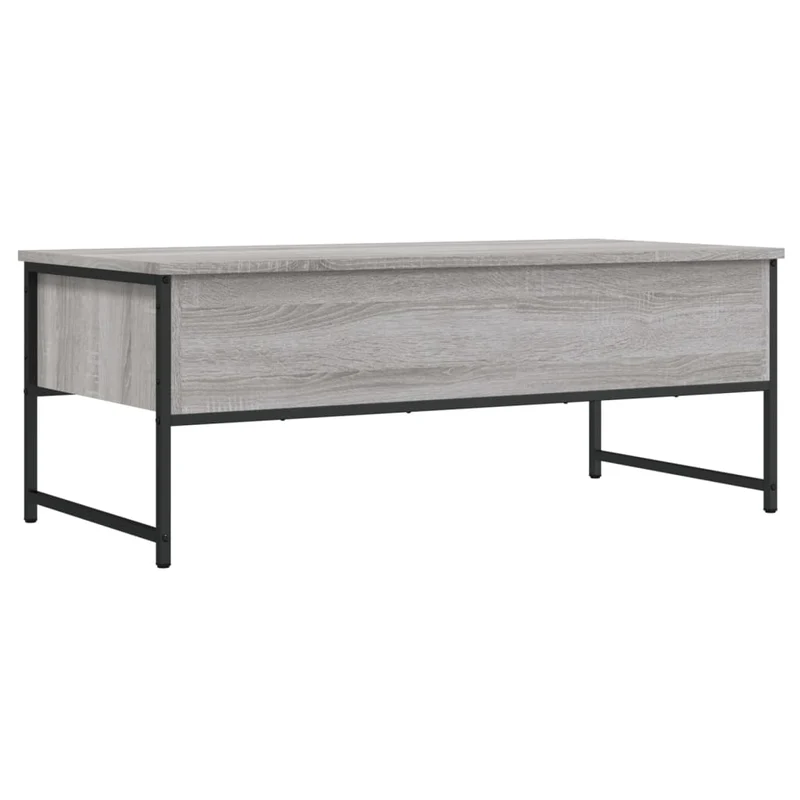 Table basse avec deux tiroirs design industriel 101 x 49 x 39,5 cm bois d'ingénierie gris et métal DEC039969