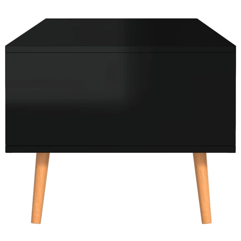 Table basse avec espace de rangement design moderne et contemporaine 100 x 49,5 x 43 cm bois d'ingénierie noir brilliant DEC039889