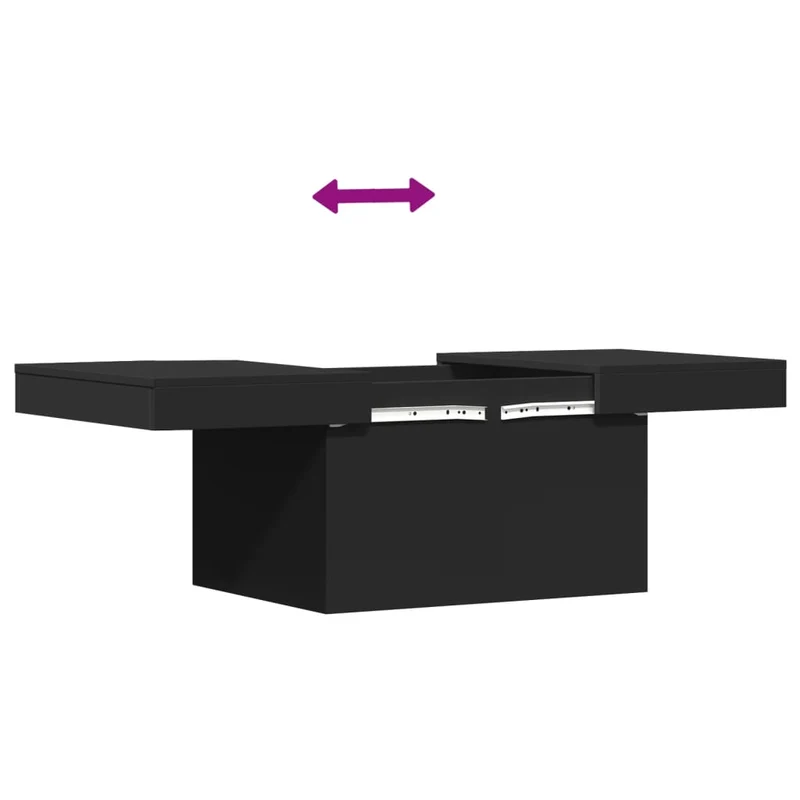 Table basse avec plateau coulissant design moderne et contemporaine 80 x 55 x 40 cm bois d'ingénierie noir DEC039782
