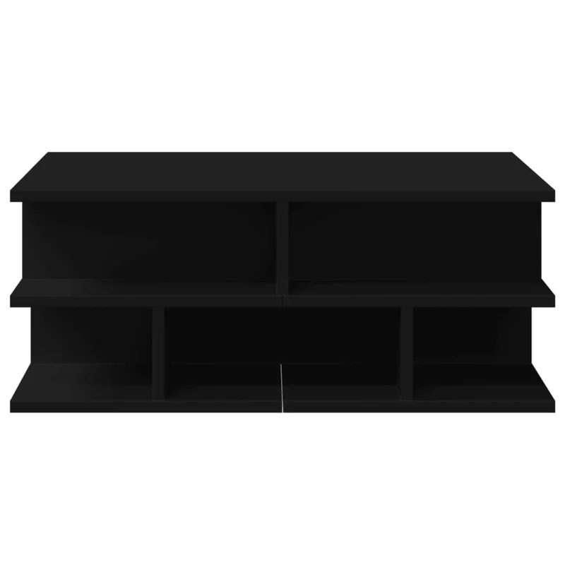 Table basse avec étagère design moderne et contemporaine 70 x 70 x 29 cm bois d'ingénierie noir DEC039742