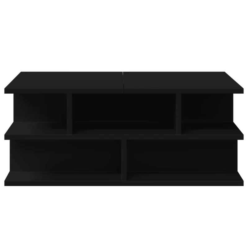 Table basse avec étagère design moderne et contemporaine 70 x 70 x 29 cm bois d'ingénierie noir DEC039742