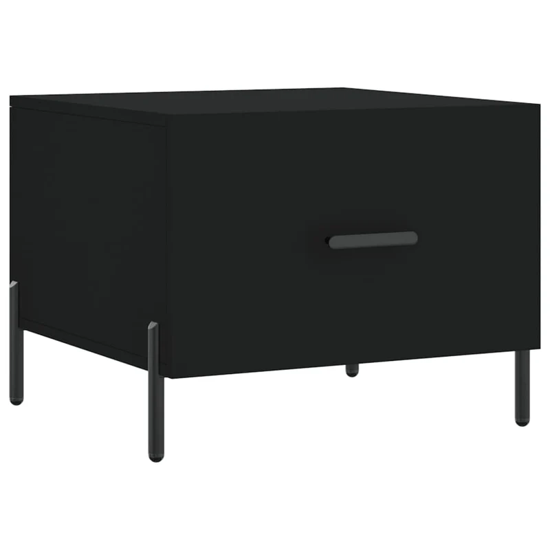 Table basse avec tiroir design moderne et contemporaine 50 x 50 x 40 cm bois d'ingénierie noir DEC039664