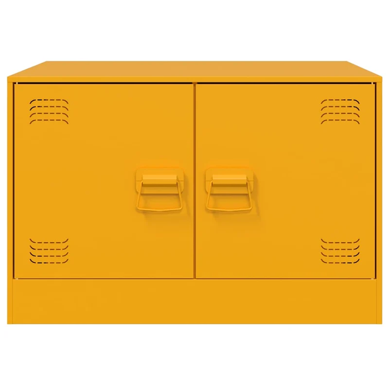 Table basse avec compartiment avec portes design industriel contemporain 67 x 50 x 44 cm acier jaune DEC039426