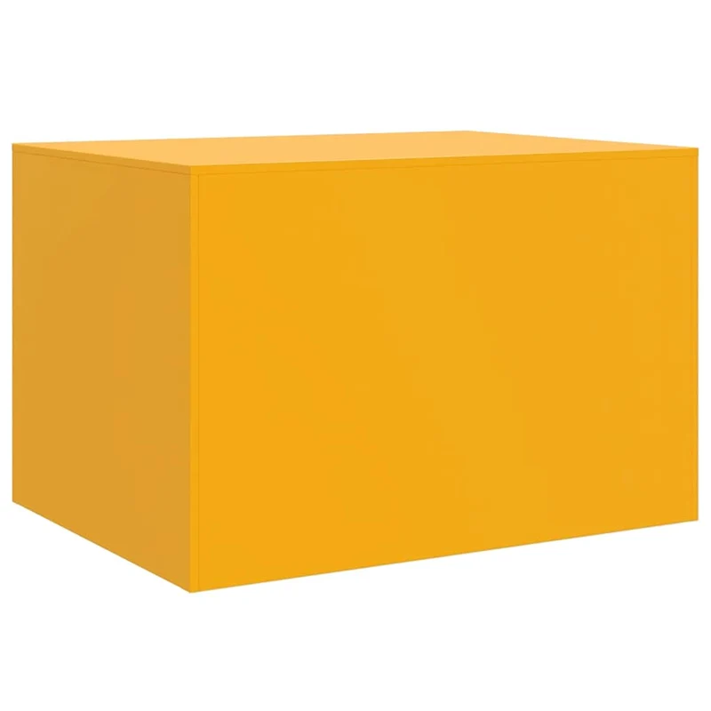 Table basse avec compartiment avec portes design industriel contemporain 67 x 50 x 44 cm acier jaune DEC039426