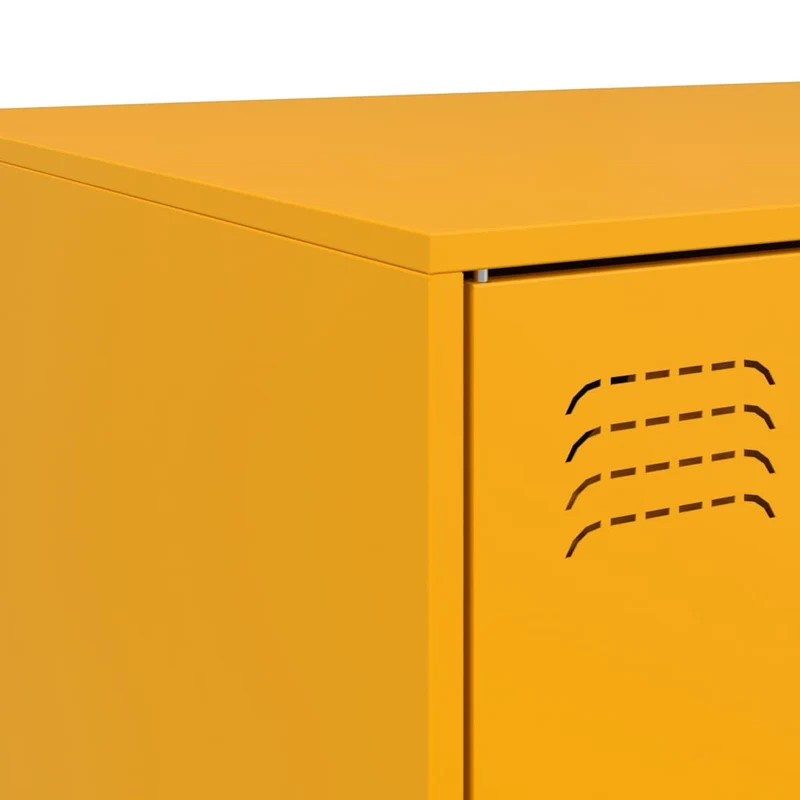 Table basse avec compartiment avec portes design industriel contemporain 67 x 50 x 44 cm acier jaune DEC039426