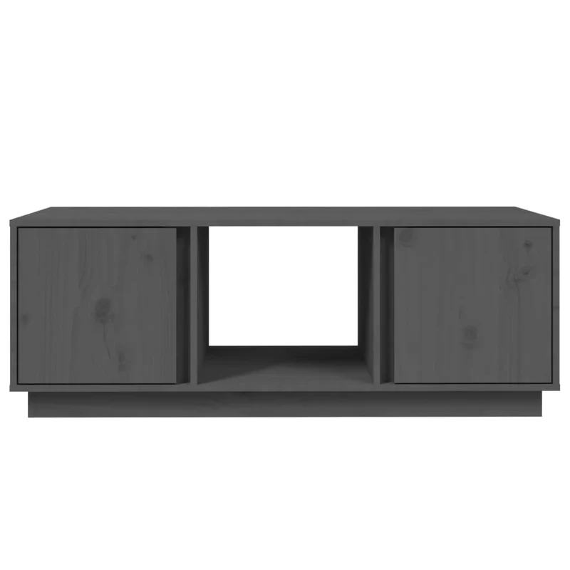 Table basse avec 3 compartiments et de 2 portes design moderne 110 x 50 x 40 cm bois massif de pin gris DEC039166