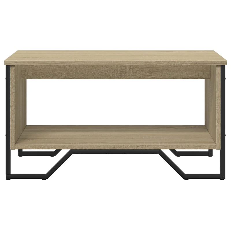 Table basse design industriel 75 x 51 x 40 cm bois d'ingénierie couleur chêne et métal DEC038993