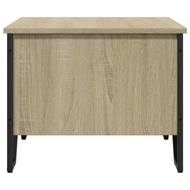 Table basse design industriel 75 x 51 x 40 cm bois d'ingénierie couleur chêne et métal DEC038993