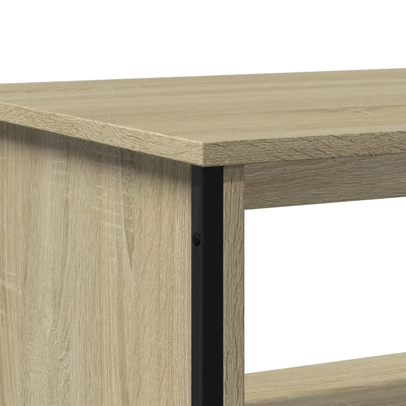 Table basse design industriel 75 x 51 x 40 cm bois d'ingénierie couleur chêne et métal DEC038993