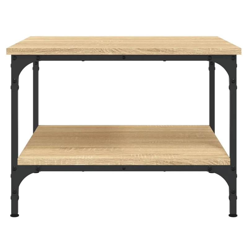 Table basse avec étagère design industriel 55 x 55 x 40 cm bois d'ingénierie couleur chêne et métal DEC038965