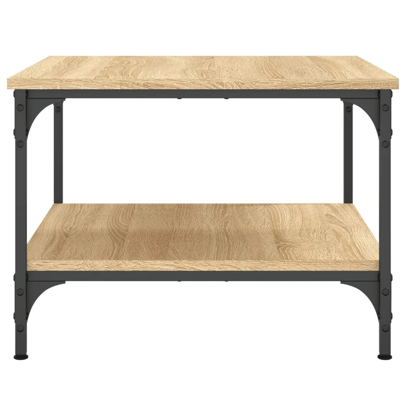 Table basse avec étagère design industriel 55 x 55 x 40 cm bois d'ingénierie couleur chêne et métal DEC038965