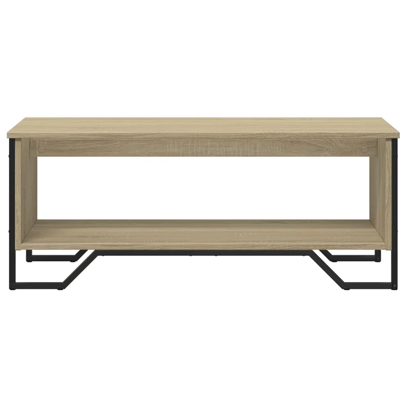 Table basse design industriel moderne 100 x 51 x 40 cm bois d'ingénierie couleur chêne et métal DEC038878