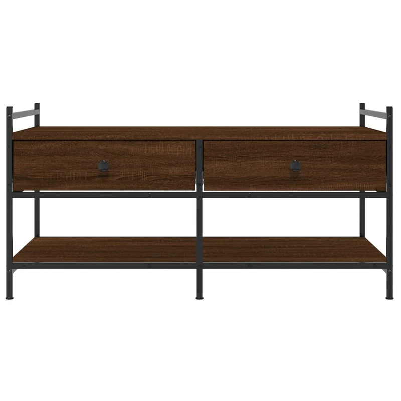 Table basse avec tiroirs et étagères design industriel moderne 99 x 50 x 50 cm bois d'ingénierie marron et métal DEC038834