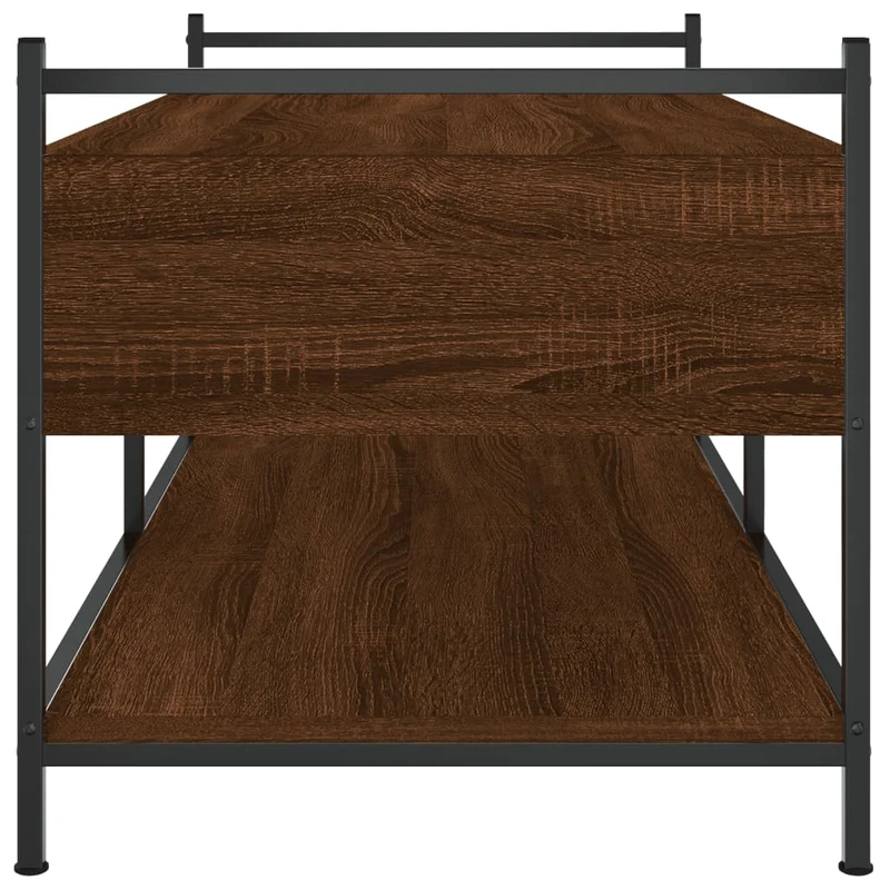 Table basse avec tiroirs et étagères design industriel moderne 99 x 50 x 50 cm bois d'ingénierie marron et métal DEC038834