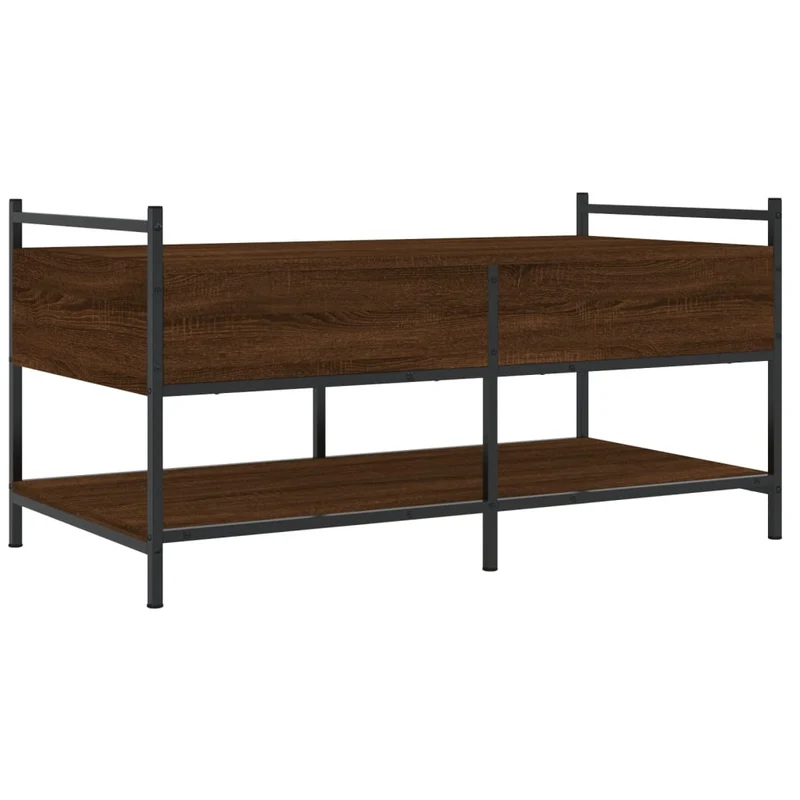 Table basse avec tiroirs et étagères design industriel moderne 99 x 50 x 50 cm bois d'ingénierie marron et métal DEC038834