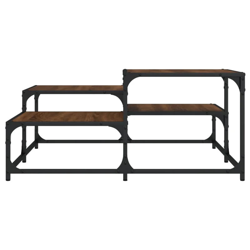 Table basse plusieurs hauteurs design industriel 87,5 x 87,5 x 40 cm bois d'ingénierie marron et métal DEC038770