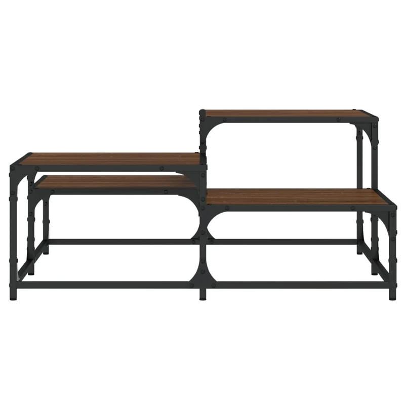 Table basse plusieurs hauteurs design industriel 87,5 x 87,5 x 40 cm bois d'ingénierie marron et métal DEC038770