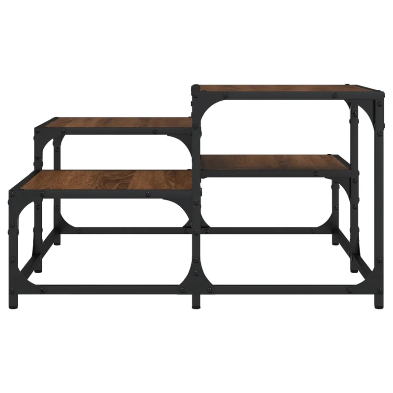 Table basse plusieurs hauteurs design moderne et contemporaine 68 x 68 x 40 cm bois d'ingénierie marron et métal DEC038731