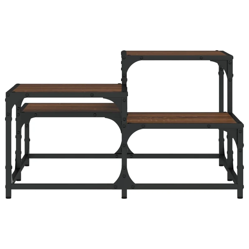 Table basse plusieurs hauteurs design moderne et contemporaine 68 x 68 x 40 cm bois d'ingénierie marron et métal DEC038731