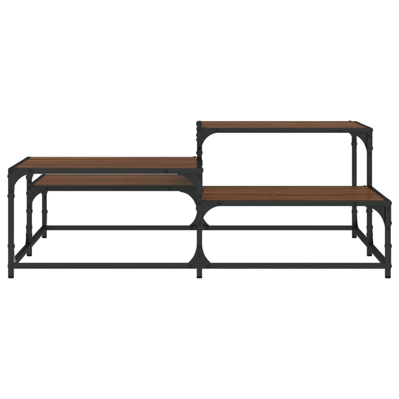 Table basse plusieurs hauteurs design industriel 107 x 107 x 40 cm bois d'ingénierie marron et métal DEC038654