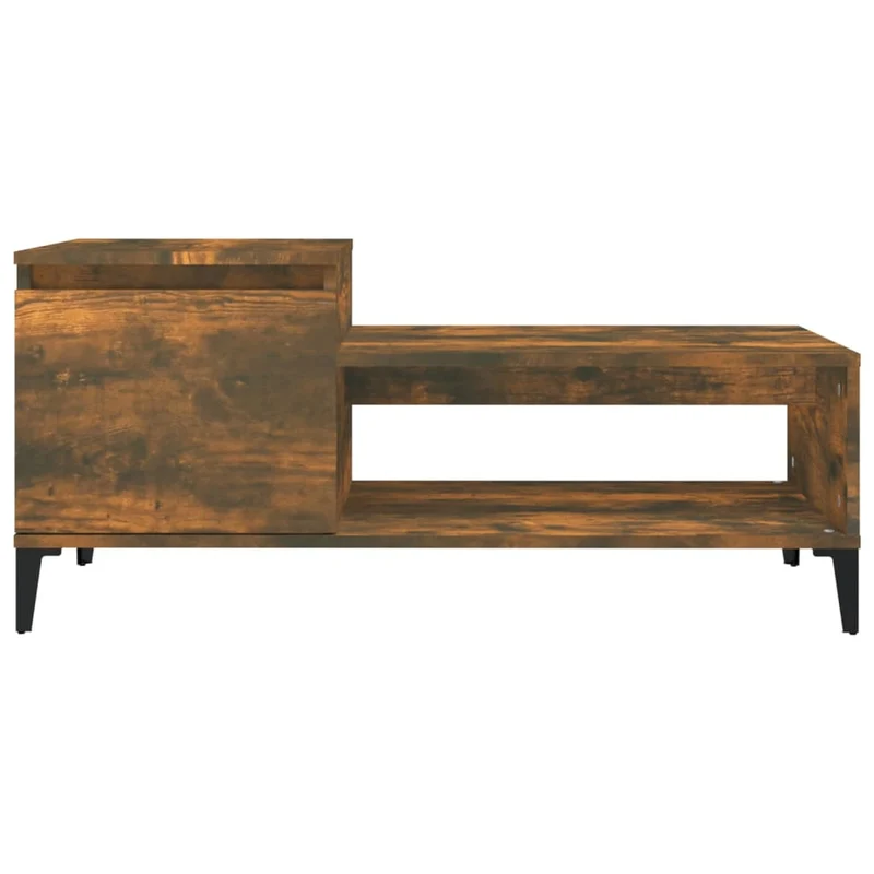 Table basse avec espace de rangement design rustique industriel 100 x 50 x 45 cm bois d'ingénierie marron et métal DEC038326