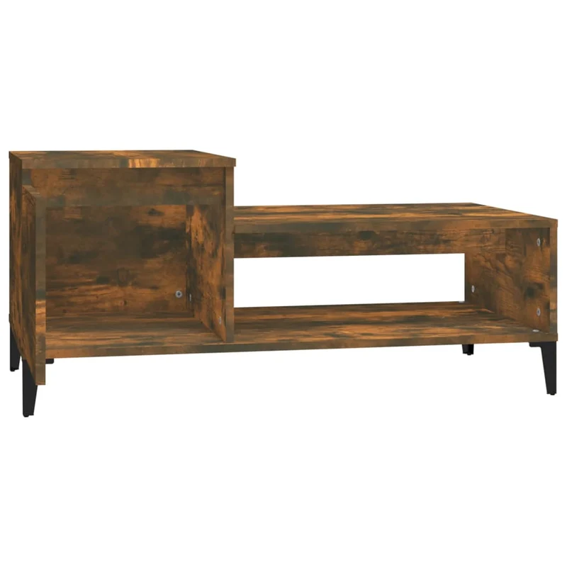 Table basse avec espace de rangement design rustique industriel 100 x 50 x 45 cm bois d'ingénierie marron et métal DEC038326