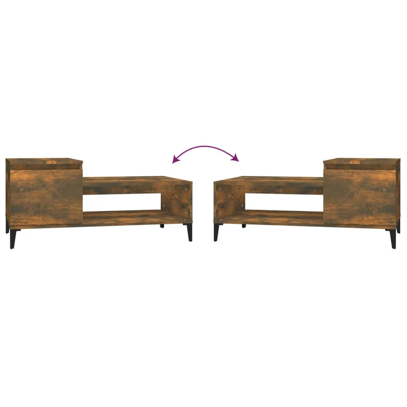 Table basse avec espace de rangement design rustique industriel 100 x 50 x 45 cm bois d'ingénierie marron et métal DEC038326