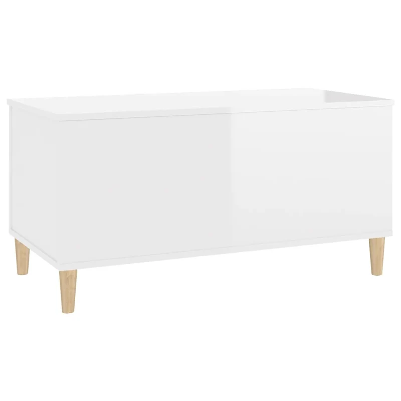 Table basse avec plateau relevable design moderne et contemporaine 90 x 44,5 x 45 cm bois d'ingénierie blanc brilliant DEC038147