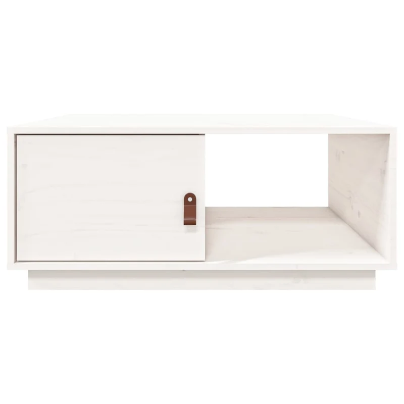 Table basse avec compartiment de rangement design moderne et contemporaine 80 x 50 x 35,5 cm bois massif de pin blanc DEC037952
