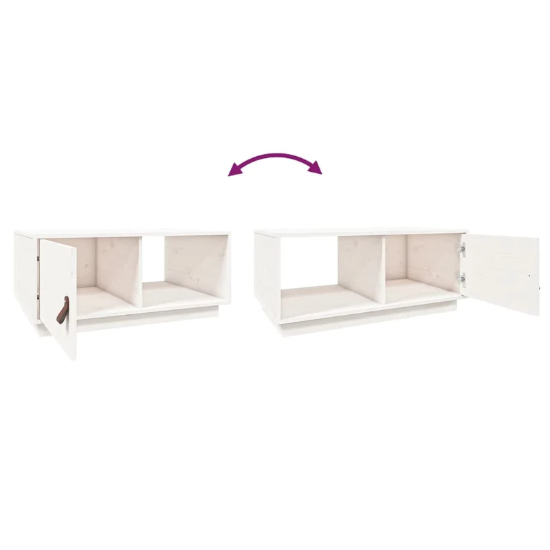 Table basse avec compartiment de rangement design moderne et contemporaine 80 x 50 x 35,5 cm bois massif de pin blanc DEC037952