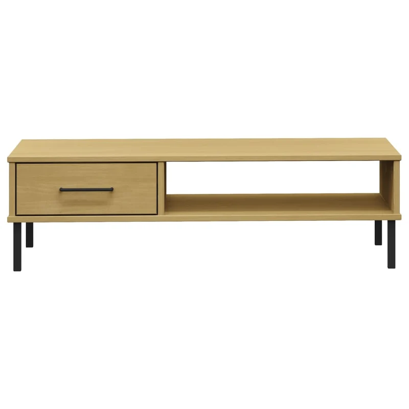 Table basse de salon avec tiroir design moderne avec pieds en métal et bois pin massif DEC037718
