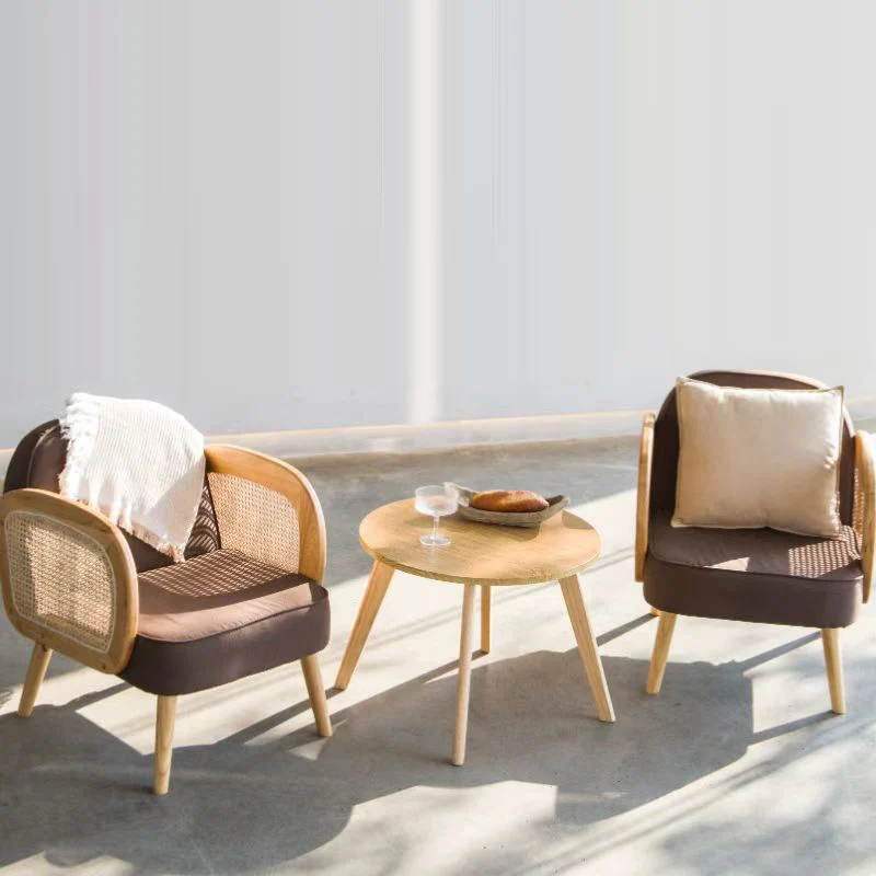 Modern Minimalist Half Round Curved Square Synthetic Fabric PU Leather Linen Oak Accent Chair Backrest Armrest For Living Room