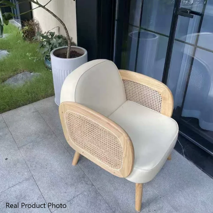Modern Minimalist Half Round Curved Square Synthetic Fabric PU Leather Linen Oak Accent Chair Backrest Armrest For Living Room