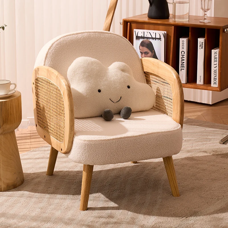 Modern Minimalist Half Round Curved Square Synthetic Fabric PU Leather Linen Oak Accent Chair Backrest Armrest For Living Room